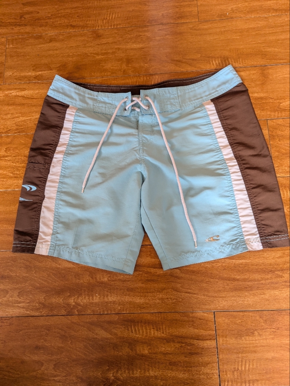 O'neill Y2K Light Blue & Brown board Shorts Festival Beach Vacation